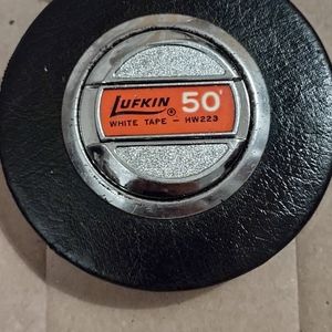 Vintage Lufkin White Metal Measuring Tape 50ft
